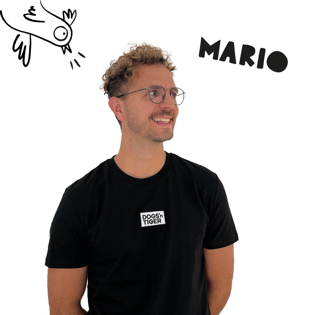 Foto von Mario in schwarzem Shirt mit Dogs'n Tiger Logo