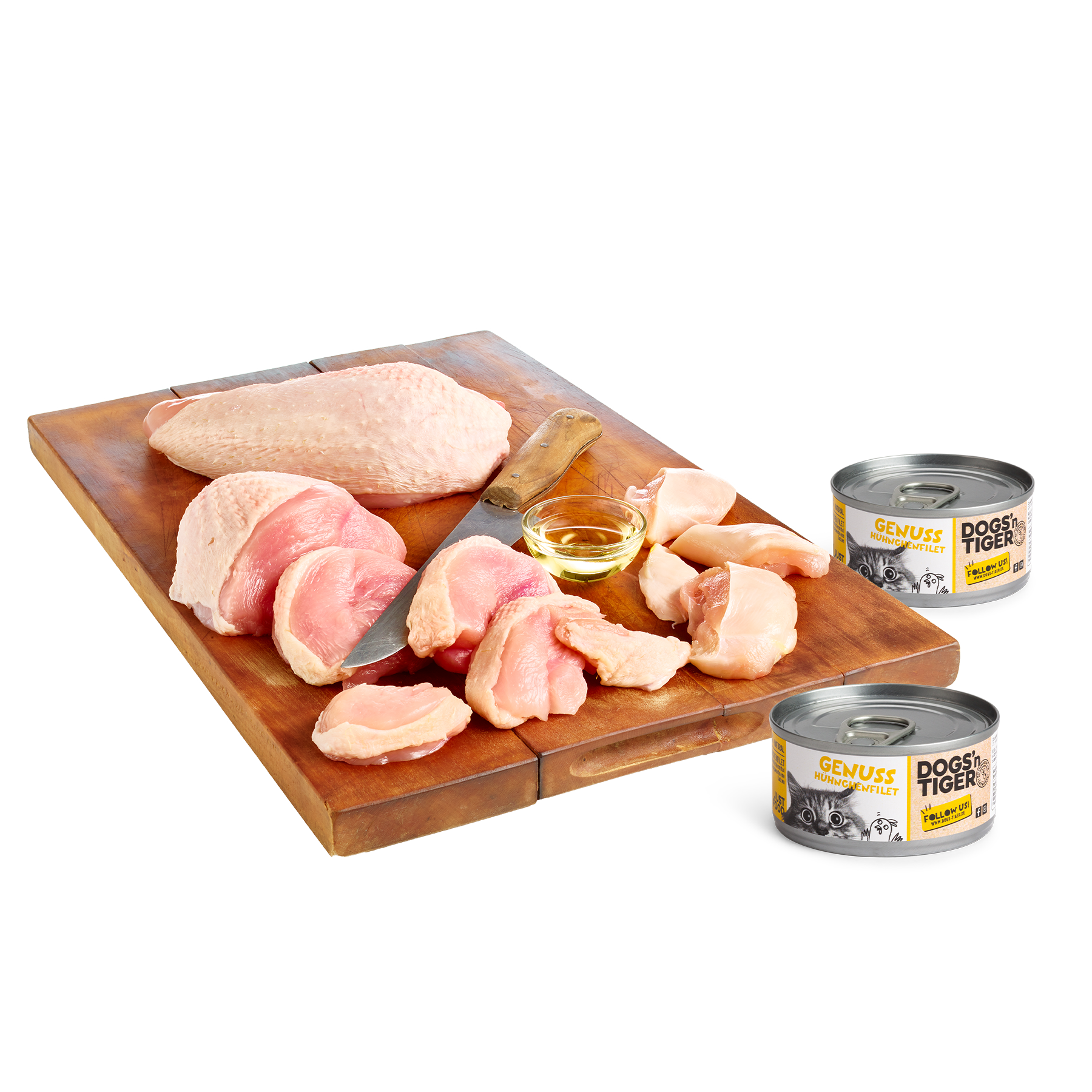Tiger Nassfutter mit viel Geflügel & beliebte Snacks Tiger - Probier mal! Geflügel