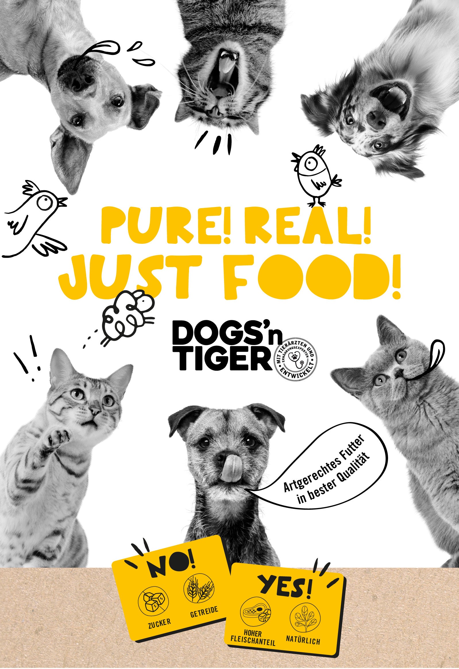 Banner Startseite Dogs'n Tiger: Pure! Real! Just Food!