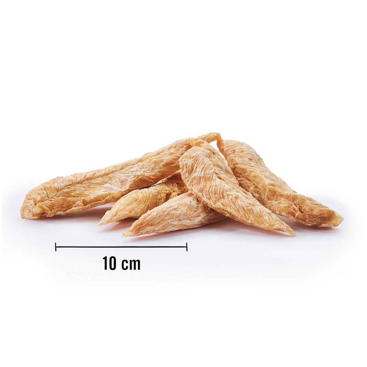unverpackte Stückchen von Päuschen Huhn mit Größenangabe 10 cm